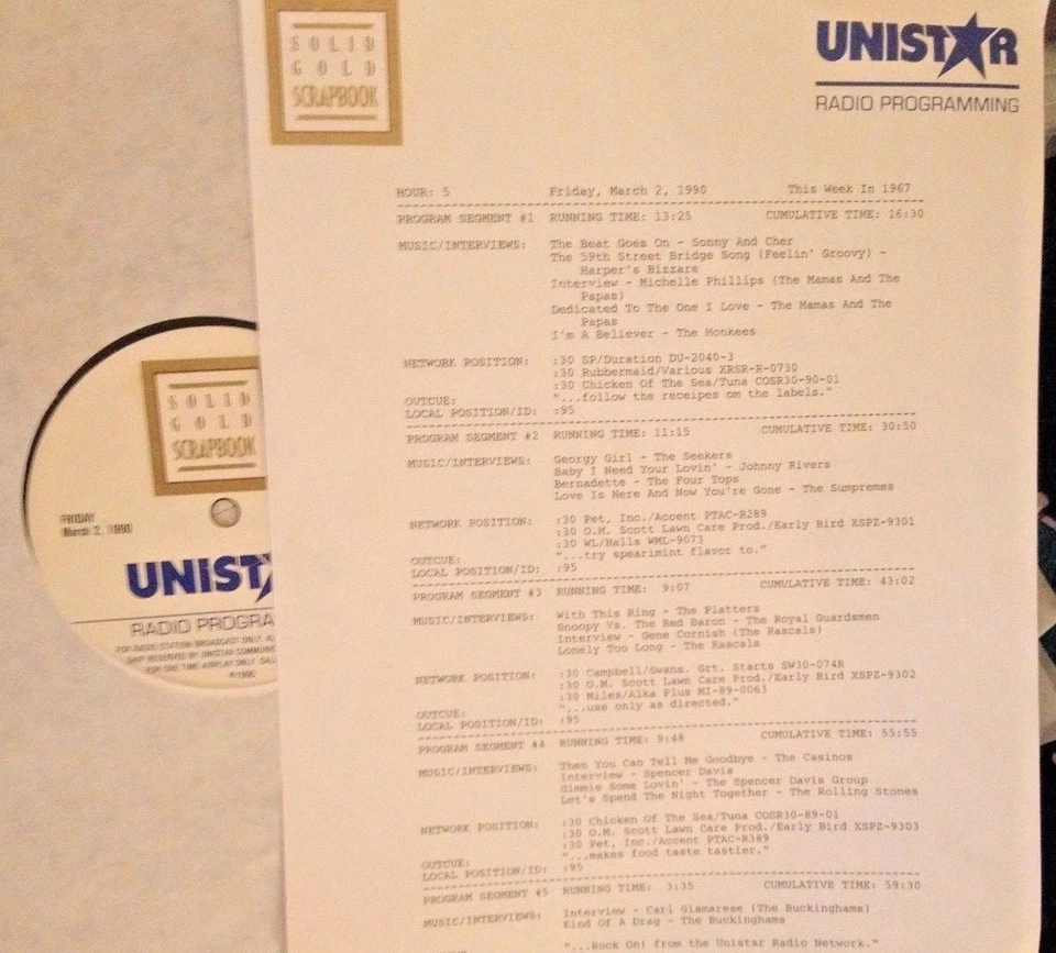 RADIO SHOW:THIS WK 67 3/20/90  BUCKINGHAMS, JOHNNY RIVERS, SPENCER DAVIS, STONES - Image 1 of 1
