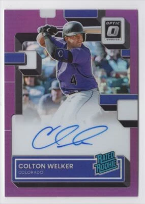 2022 DONRUSS OPTIC RATED ROOKIE AUTO Colton Welker /100 Colorado Rockies #56 - Image 1 of 2