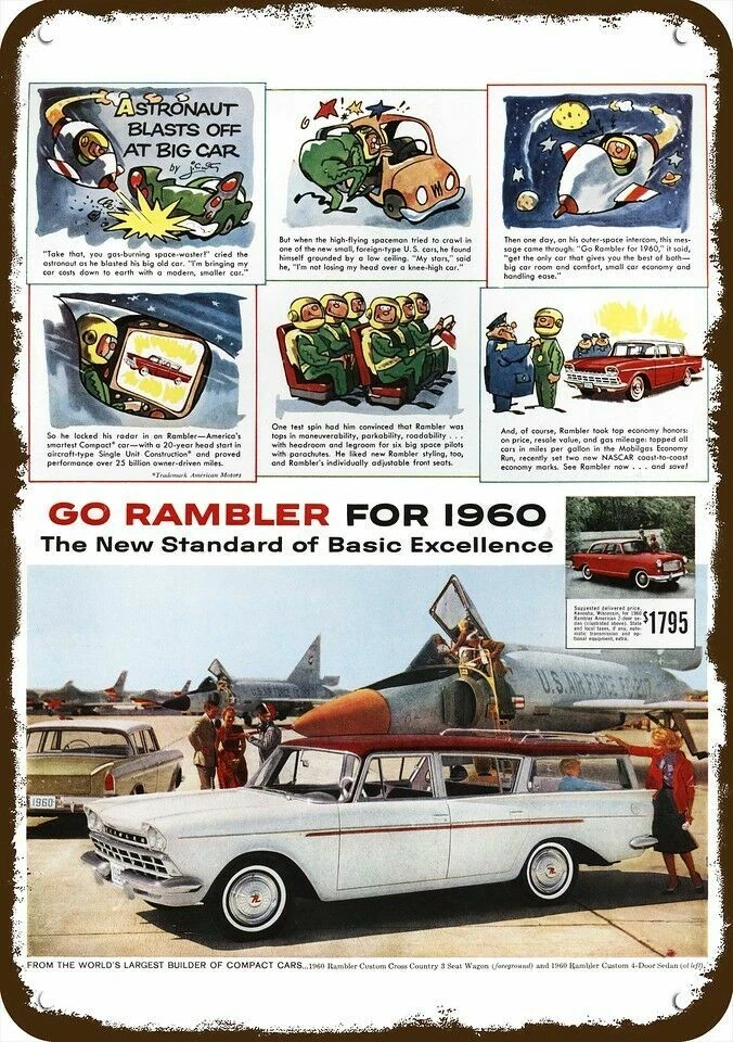 1960 RAMBLER Cross Country Station Wagon Vint-Look DECORATIVE REPLICA METAL SIGN - Изображение 1 из 1