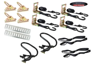 14 Pc Motorcycle Kit-1 E-Track Motorcycle Wheel Chock, 1 Motorcycle Handle Ba... - Picture 1 of 12