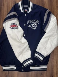 VTG St. Louis Rams NFL Men's Wool Canvas Jacket 2000 SBXXXIV Varsity Patches XL - Picture 1 of 7