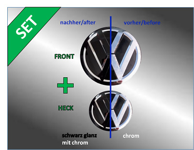 Folien Set Schwarz/chrom Passt Für Front + Heck VW-Emblem Golf VII (5G) Ab 2013 • 32.58€