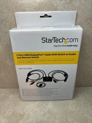 StarTech, SV211DPUA 2-Port USB DisplayPort Cable KVM Switch w/ Audio and Remote - Image 1 of 2
