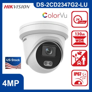 Hikvision DS-2CD2347G2-LU 4MP IP Camera Color ColorVu AcuSense Mic PoE 2.8mm US - Imagen 1 de 4