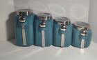 Mainstay 4 Piece Stoneware Turquoise Canister With Scoops