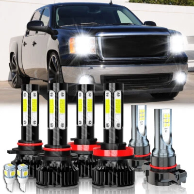 For 2007-2013 GMC Sierra 1500 6x 6000K LED Headlight Hi/Lo Fog Light Bulbs Combo - Image 1 of 4