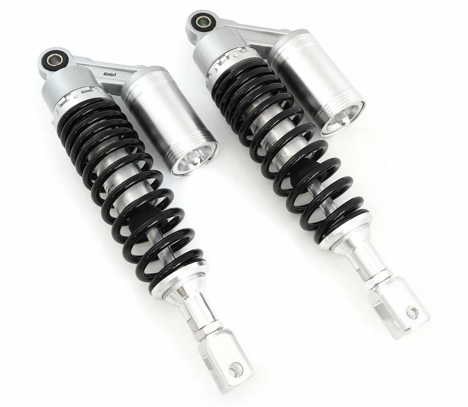 Silver & Black Remote Reservoir Rear Air Shocks Eye To Clevis 320 - 330mm Honda - Image 1 of 1