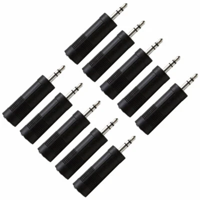 Pack de 10 adaptadores de 1/4" hembra a 1/8" macho (negro) para iPod, iPhone, Android Foto 1 de 3