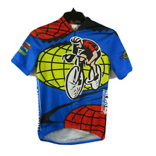 Denver Post RIDE THE ROCKIES Bike Cycling Shirt Sz S 1997 Blue Zip Front Jersey