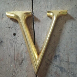 Golden Wooden Letter 'V', gold gilded typography 23cm size - Picture 1 of 5