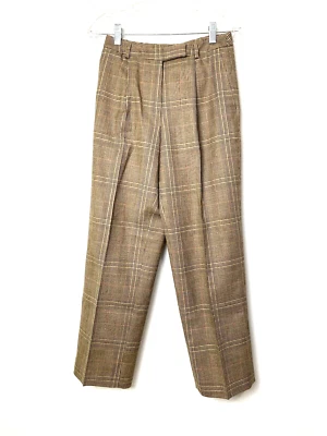 Calça Petites Feminina Talbots 100% Lã Tamanho 2 Xadrez Marrom Espinha de Arenque - Imagem 1 de 4