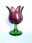 Vintage Alicja Art Glass Mauve Tulip from Poland Polish Hand Blown