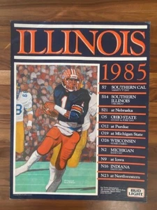 1985 ILLINOIS ILLINI BUD LIGHT BEER FOOTBALL SCHEDULE 17X22 STANDUP BAR TOP - Picture 1 of 15