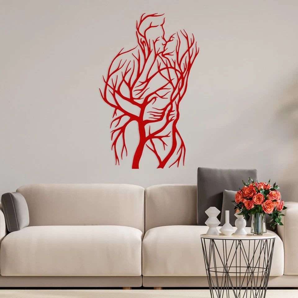 Современный металлический дерево стены искусства набор, пара скульптура, абстрактный мужчина женщина декор - Изображение 1 из 4