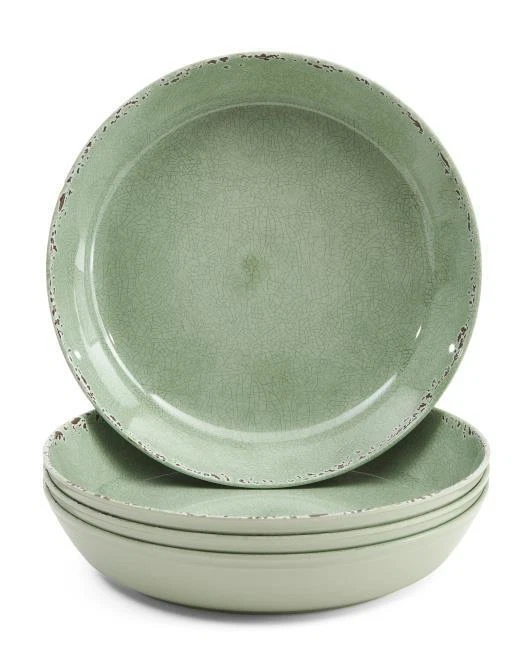 TOMMY BAHAMA Green Melamine Crackle 9" Dinner Pasta Salad Party Bowls 4pcs set Foto 1 de 1