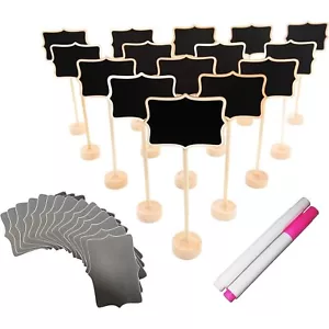 NEW 15 PC Party Pack Wood Mini Chalkboard Signs and Replacement Stickers Wedding - Picture 1 of 6