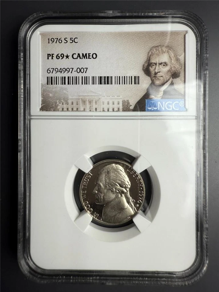 1976 S JEFFERSON NICKEL 5C PF69* STAR CAMEO NGC PR69 GREAT EYE APPEAL SKU 3878 - Image 1 of 2
