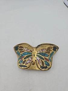 Vintage Butterfly Belt Buckle 5" By 2 1/2" Multi Color - Picture 1 of 7