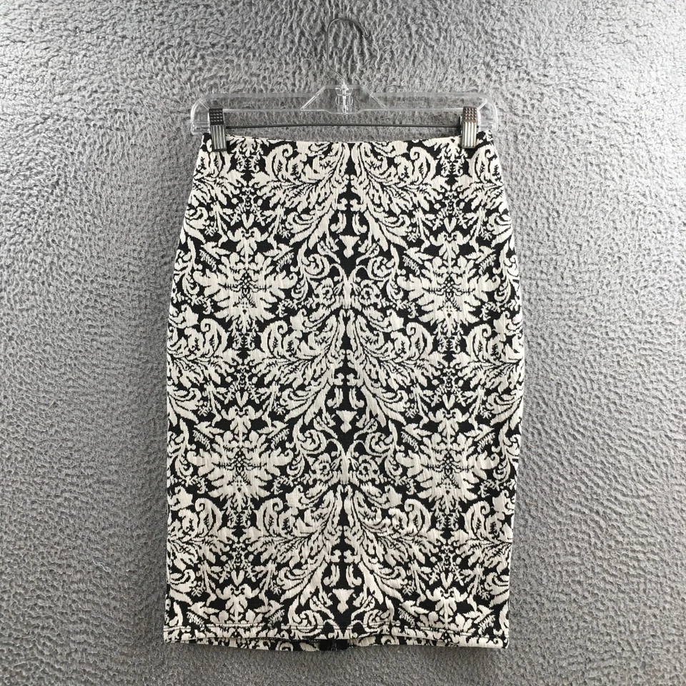 Falda recta y lápiz Mossimo para mujer XS negra blanca estampado damasco informal cremallera Foto 1 de 4