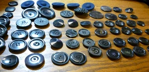 LOT OF Black Buttons: Military,  Fancy and Plain Types - 1" to 1 1/2" - Picture 1 of 9