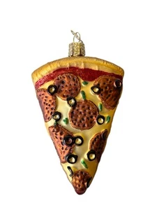 Old World Christmas Glass Blown Ornament, Pizza Slice No Box - Picture 1 of 3