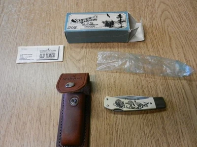 Nuevo Cuchillo Schrade 515SC Plegable Bloqueo Trasero con Funda y Caja 3 3/4" Escena de Pavo Foto 1 de 4