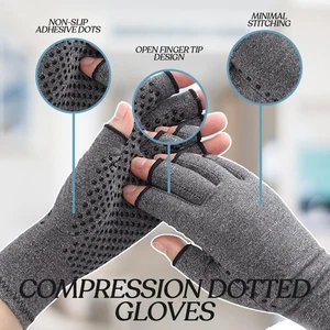 Guanti a Compressione Anti Artrite Senza Dita Antidolorifico Supporto Articolare con Impugnatura - Foto 1 di 18