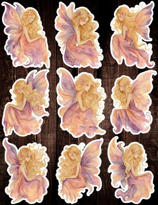 Juego de pegatinas de vinilo troqueladas de hadas rosa y dorado cuaderno portátil botella de agua Foto 1 de 2