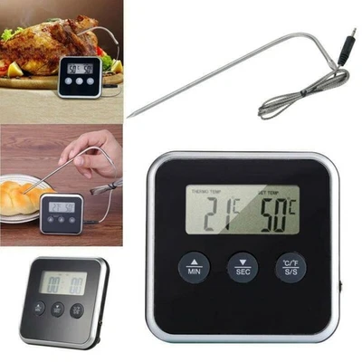 Backofen Thermometer mit Fühler Sonde Digital Alarm Fleisch Kuchen Backen Küchen - Bild 1 von 4