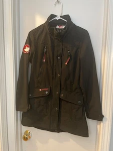 Canada Weather Gear Damen schwarzer Parka Mantel mit Knöpfen & Reißverschluss ohne Kapuze Medium - Bild 1 von 12