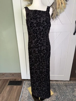 Vtg Dana Buchman Velvet Burnout Maxi Dress Sz 6 Black Fairy Whimsigoth Y2K Foto 1 de 4