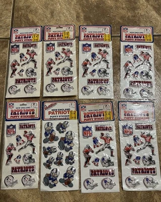 8 Vintage NFL New England Patriots Puffy Stickers New Old Stock - Image 1 of 4
