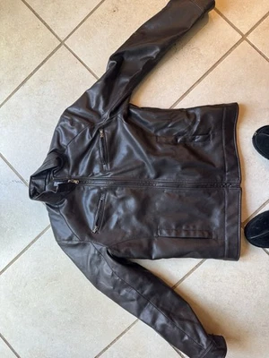 Michael Kors Mens Brown Leather Long Sleeve Motorcycle Jacket Size Medium - Image 1 of 4