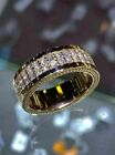 Certified 4ct Round Moissanite Double Row Eternity Band Ring 14k Yellow Gold