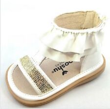 SALE Toddler Leather White Ruffle Sparkle Sandal LUCY Squeaker Squeaky Shoe NIB