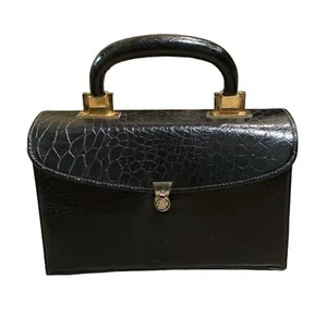 Meyers Vintage Faux Leather Croc Box Purse 8x5x3 Made in USA - Picture 1 of 12