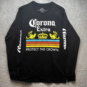 Corona Extra Shirt Men’s Medium Black Long Sleeve Protect the Crown Beer Tee - Picture 1 of 8