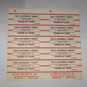 Eddie Floyd Full Sheet of 10 Jukebox Title Strips On A Saturday Night & Under My - Picture 1 of 1