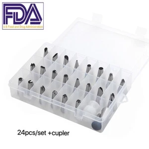24 PCS Icing Piping Nozzles Pastry Tips Cake Sugarcraft Decorating Tools - Picture 1 of 4