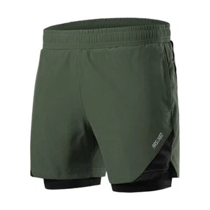 Men Running Shorts 2 in 1 Pocket Fitness Workout Sports Short Pants 8colors - Picture 1 of 20