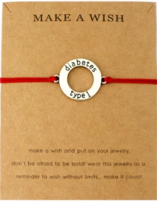 Medizinischer Alarm Typ 1 Diabetes ID Armband Notfall Bewusstsein Überleben rot süß - Bild 1 von 2