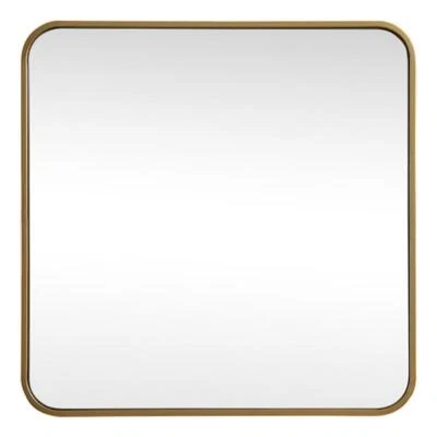 Elegant Decor Evermore 24x24" Soft Corner Square Metal Mirror in Brass - Image 1 of 4
