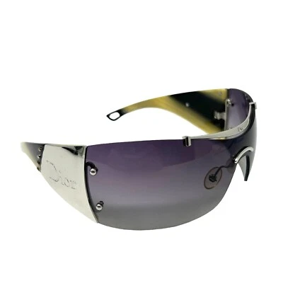 Christian Dior Vintage Logo Sunglass Shades Plastic Mirror Black Silver Rank AB - Image 1 of 4