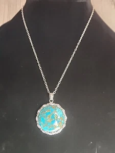 Thailand Engraved Sterling .925 Multicolor Stone Pendant Necklace - Picture 1 of 4
