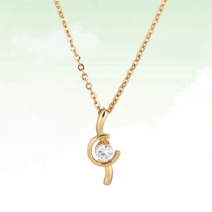 Women Shape Zircon Necklace Stylish Simple Neck Decor - Picture 1 of 11