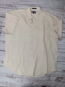 Chaps Shirt Men’s X-Large Tan Linen Cotton Short Sleeve Button Down - Picture 1 of 7