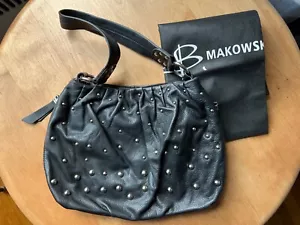 B Makowsky Black bag / purse with Silver studds EXCELLENT++ Clean - Picture 1 of 6