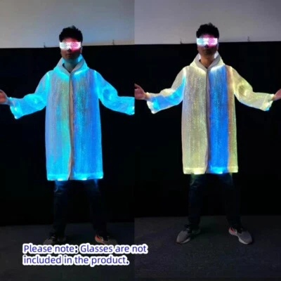 Chaqueta Abrigo KTV Ropa Brillante Colorida Rompevientos Larga con Capucha Iluminación LED Foto 1 de 4