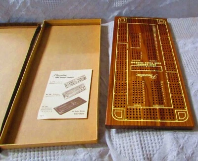 Vintage Once Around Four Track Cribbage Board Game With Pegs, Instructions & Box - Image 1 of 4