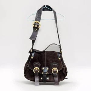 Francesco Biasia Suede Bag Leather Strap Shoulder Bag in Brown- Wear & Tear - Picture 1 of 24